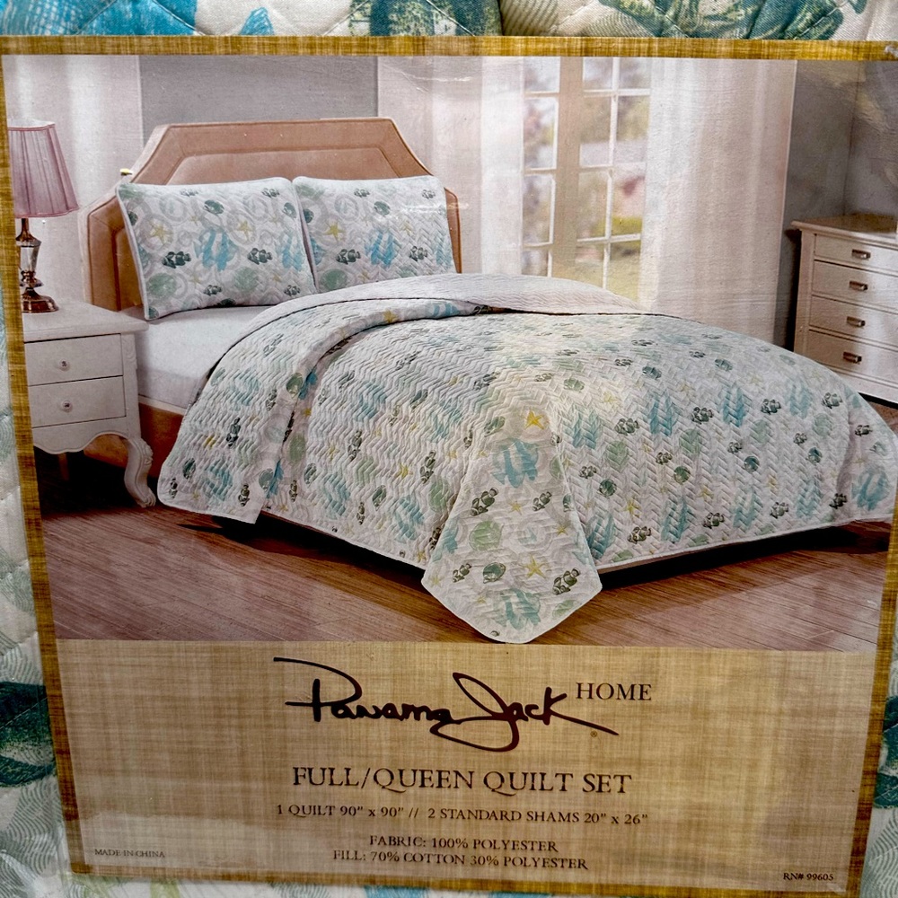 Panama Jack Fish 3 Piece Full/Queen Quilt Set NWT